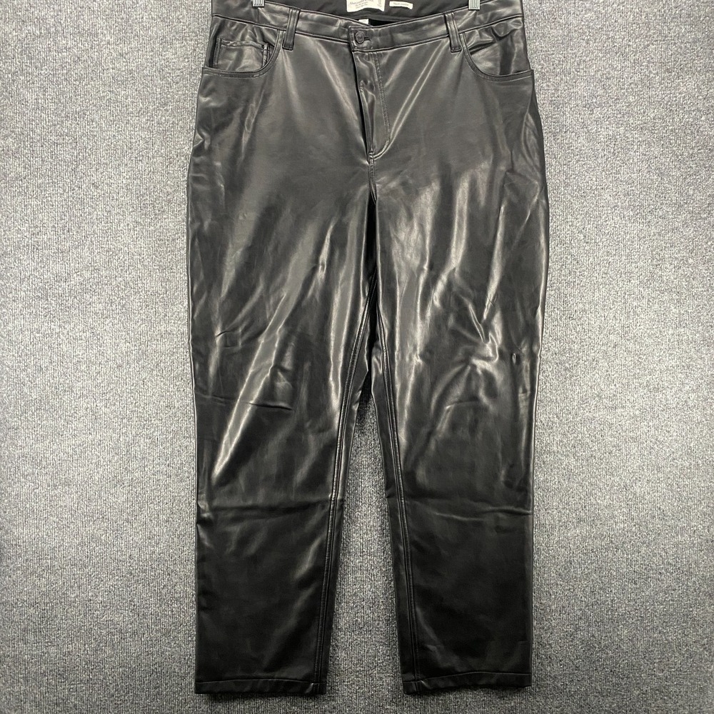 Abercrombie Fitch Pants 18 Curve Love Vegan Leather 90s Straight Ultra High Rise
